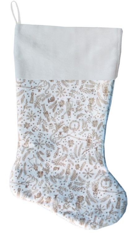 Cream Holiday Whimsy Christmas Stocking